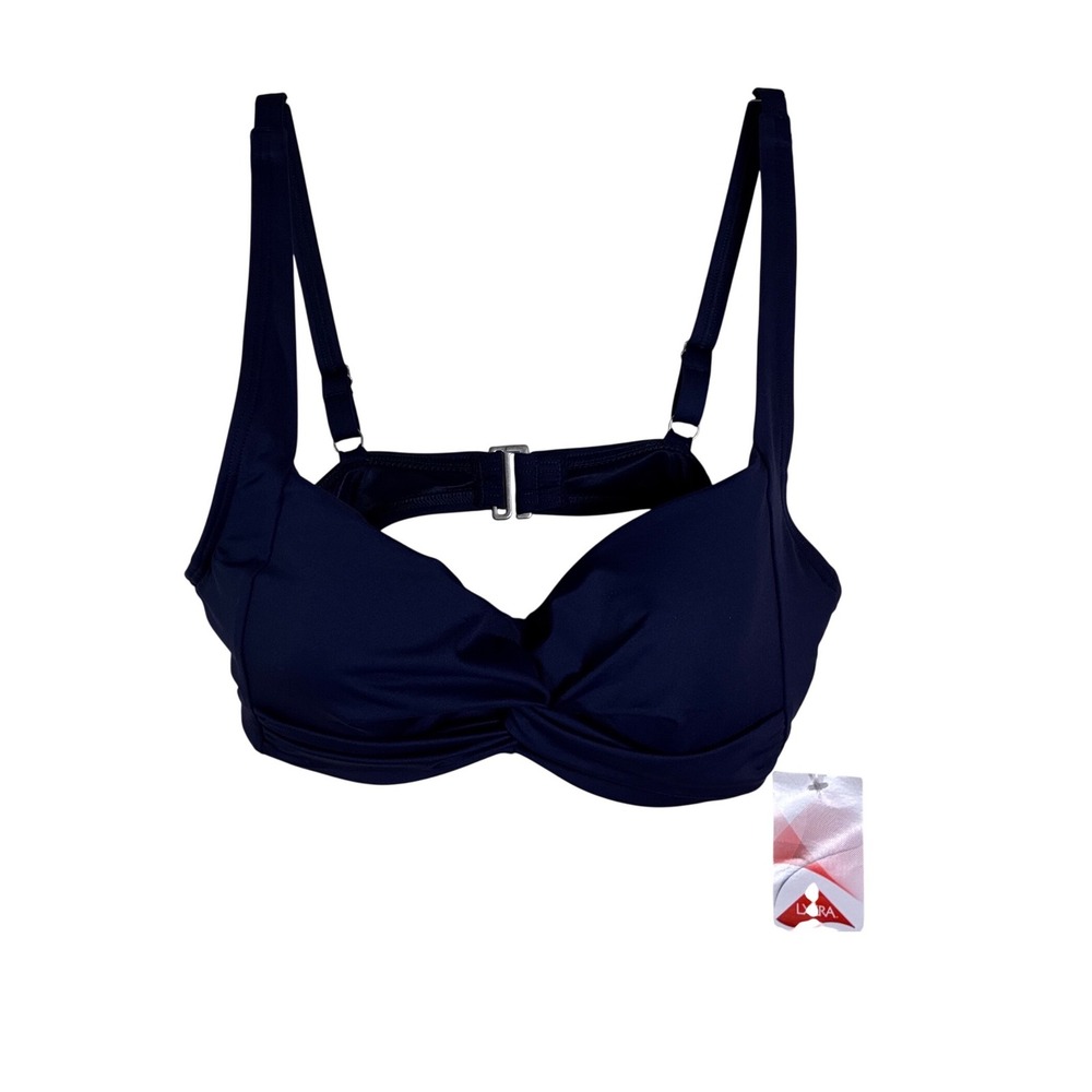 Lands' End Bikini Top 6 Navy Blue NEW underwire beach swim vacation minimalist
